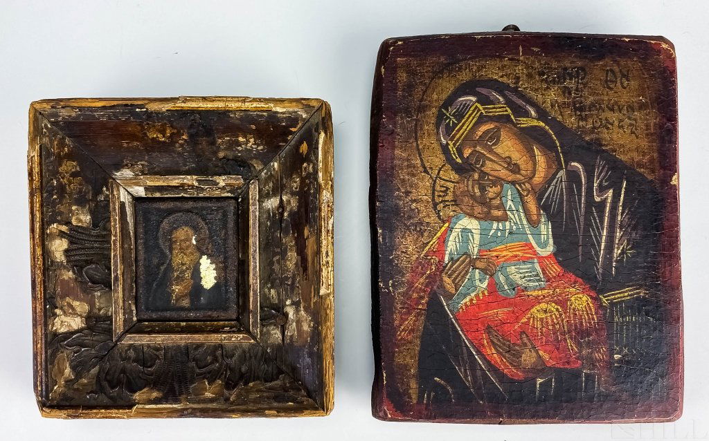 Pair of Antique Orthodox Religious Icon Paintings (1 of 4)