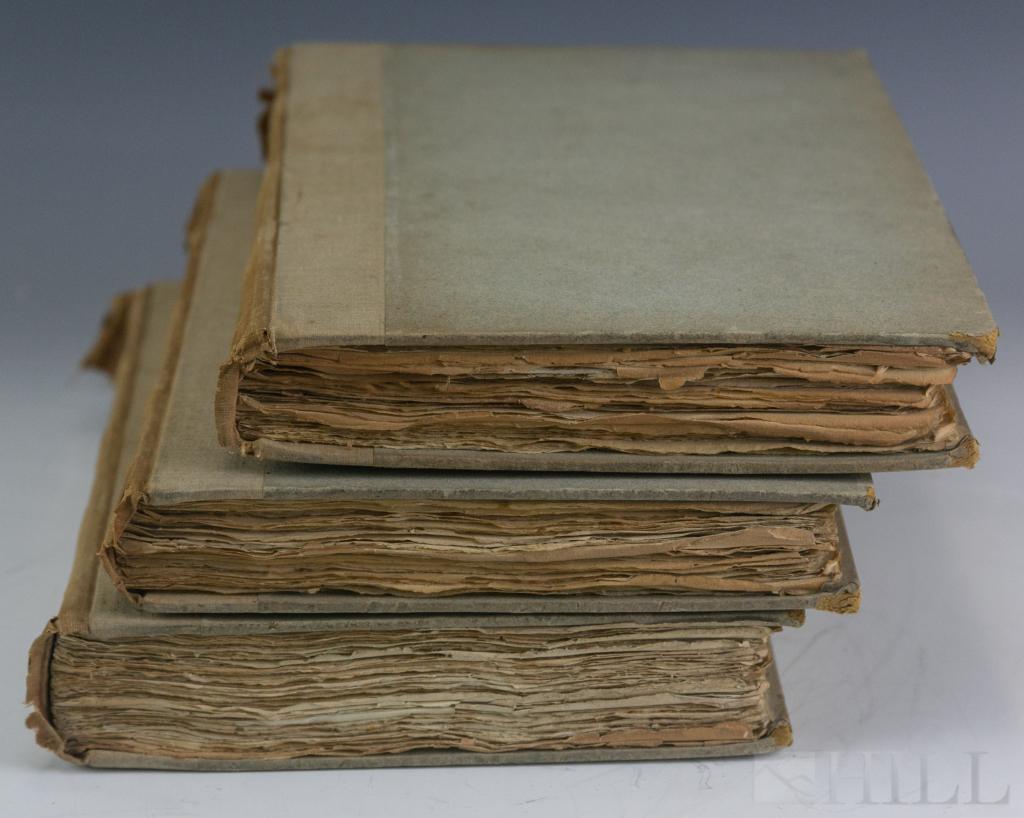 Kelmscott Press Golden Legend William Caxton Books: Three volumes set of The Golden Legend by William Caxton. One of approximately 500 sets printed circa 1892 by William Morris (1834-1896 England) at the Kelmscott press. Three volumes. Printed in red a