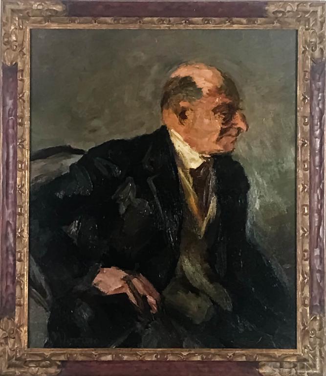 Edmund Pick Morino 1877-1958 Portrait Oil Painting: Edmund Pick-Morino (Austrian, 1877-1958) Portrait, Chief Editor Julius Bauer Oil on Canvas Signed, Lower left Canvas: 32 3/4 in. x 27 5/8 in.; Frame: 38 1/4 in. x 33 1/4 in. Condition: Good condition.