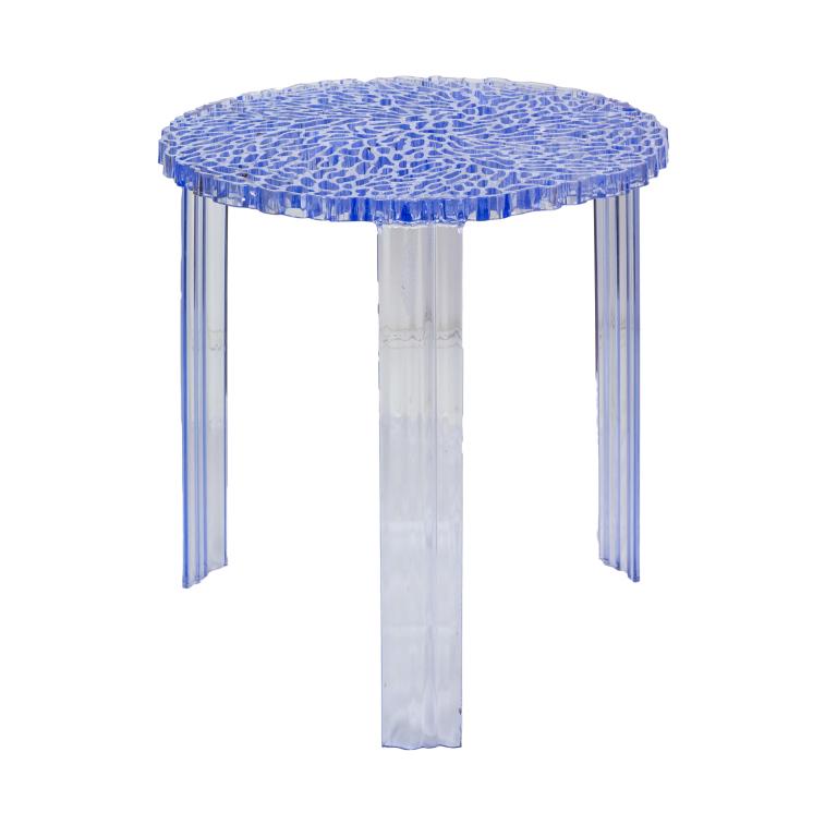 Patricia Urquiola b.1961 Spain T Table for Kartell: "T" table designed by Patricia Urquiola (1961- Spain) for Kartell. Crafted of light blue acrylic. Feature a cut out top with three leg design. Marked Kartell. Table approximately 17 1/2 in. x 20 in. G