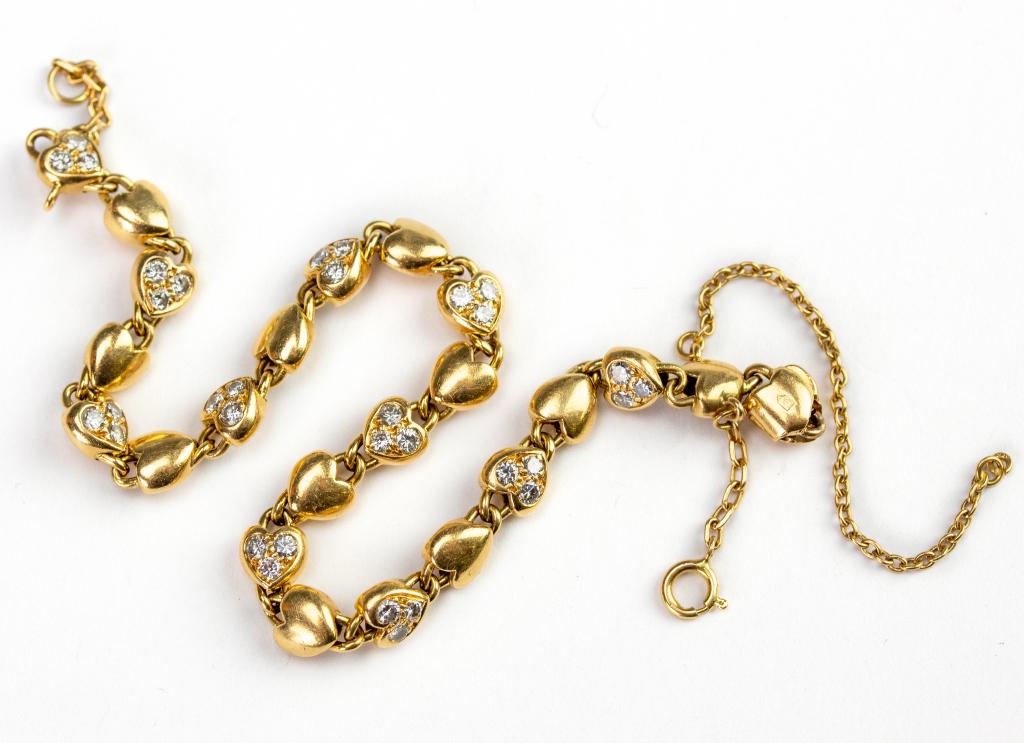 Cartier 18k Yellow Gold & Diamond Heart Bracelet (1 of 4)