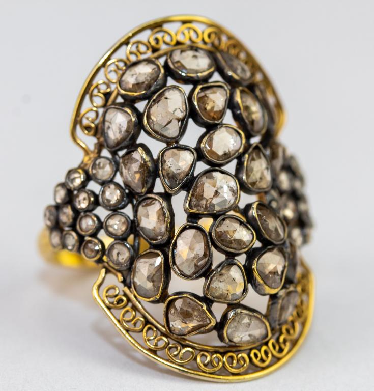 Antique 14k Gold Rose Cut Diamond Filigree Ring (1 of 4)