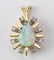 Vintage 14k Gold Opal & Diamond Necklace Pendant