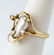 Artisan Signed 14k Gold Diamond & Pearl Ring Sz 7