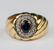 Men's 14k Gold Diamond & Blue Sapphire Ring Sz 9.5 - 2