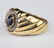 Men's 14k Gold Diamond & Blue Sapphire Ring Sz 9.5 - 3