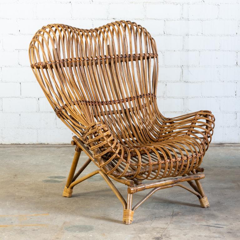 Franco Albini GALA Rattan Italian Lounge Chair MCM (1 of 8)
