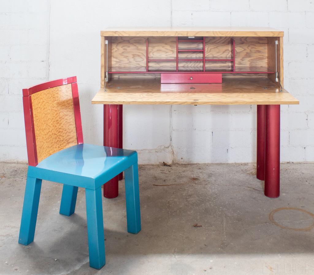 Ettore Sottsass Memphis Wood & Resin Desk w Chair (1 of 3)