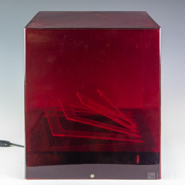 Vintage Red Lucite Cube Modern Mid Century Lamp (1 of 6)