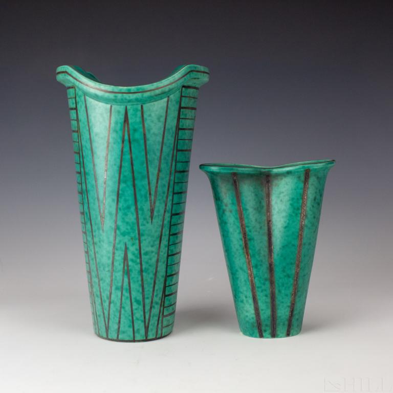 LOT 2 Gustavsberg Argenta Deco Vase Silver Overlay (1 of 5)