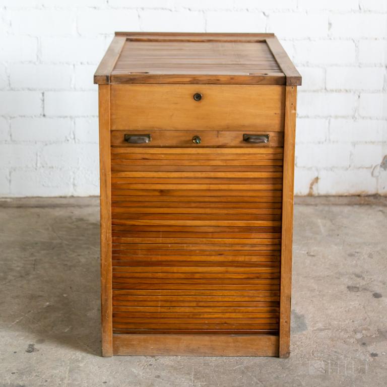 Vintage Mid Century Industrial Tambour Cabinet (1 of 4)