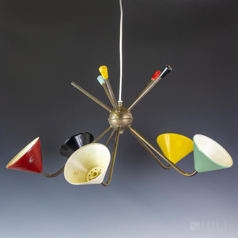 Angelo Lelli Italian MCM Atomic Hanging Chandelier (1 of 9)