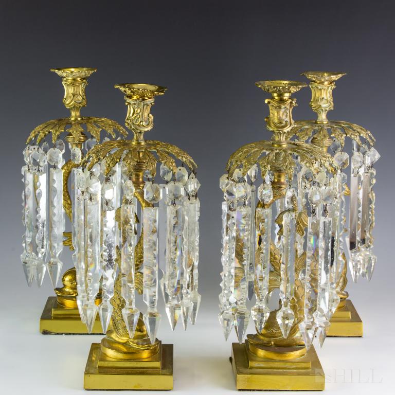 Set 4 Antique Dore Bronze Crystal Candle Lusters (1 of 7)