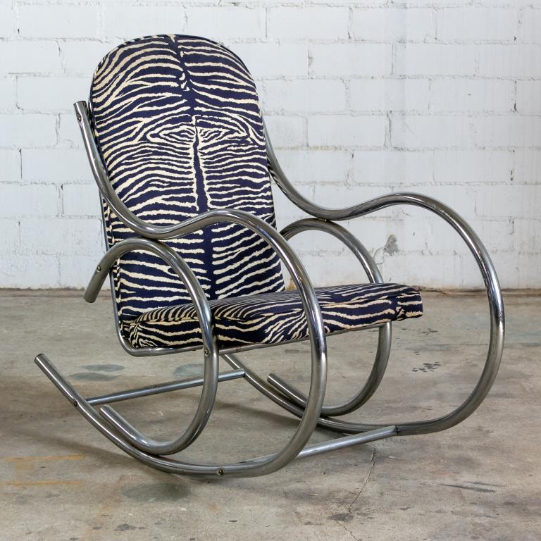 Mid Century Modern Chrome Tube Steel Rocking Chair (1 of 5)