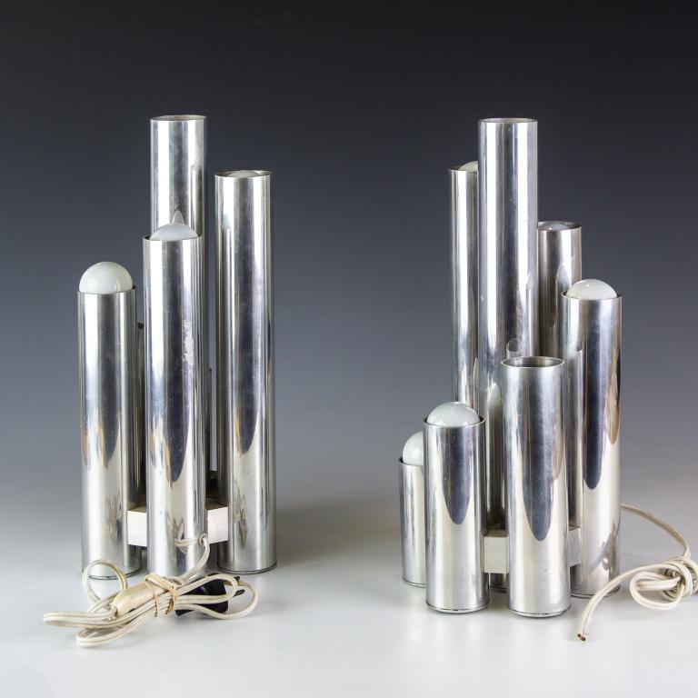 Pair of Italian Chrome 6 Light Tube Modern Lamps (1 of 5)