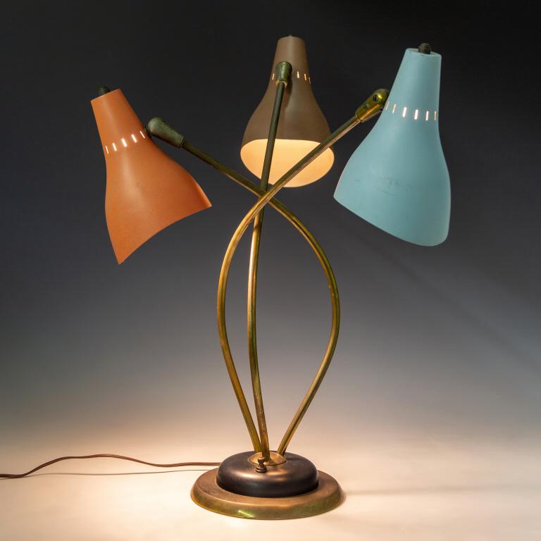 MCM Vintage Italian Angelo Lelli Style 3 Arm Lamp (1 of 6)