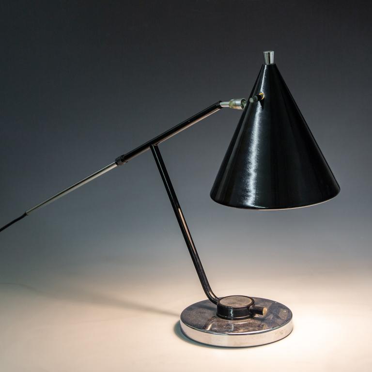 Italian Chrome And Black Desk Lamp Buquet Lelli (1 of 7)