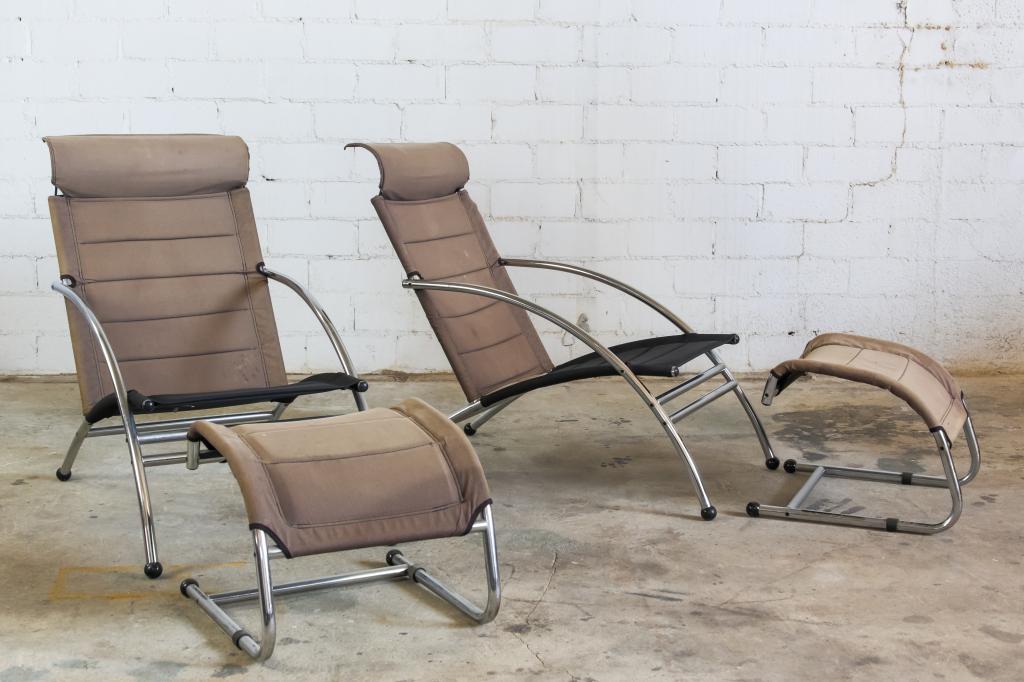 Pr Vintage Modern Chromed Tube Steel Lounge Chairs (1 of 5)