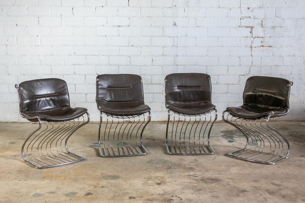 Set 4 Italian Chrome Dining Chairs Gastone Rinaldi (1 of 7)
