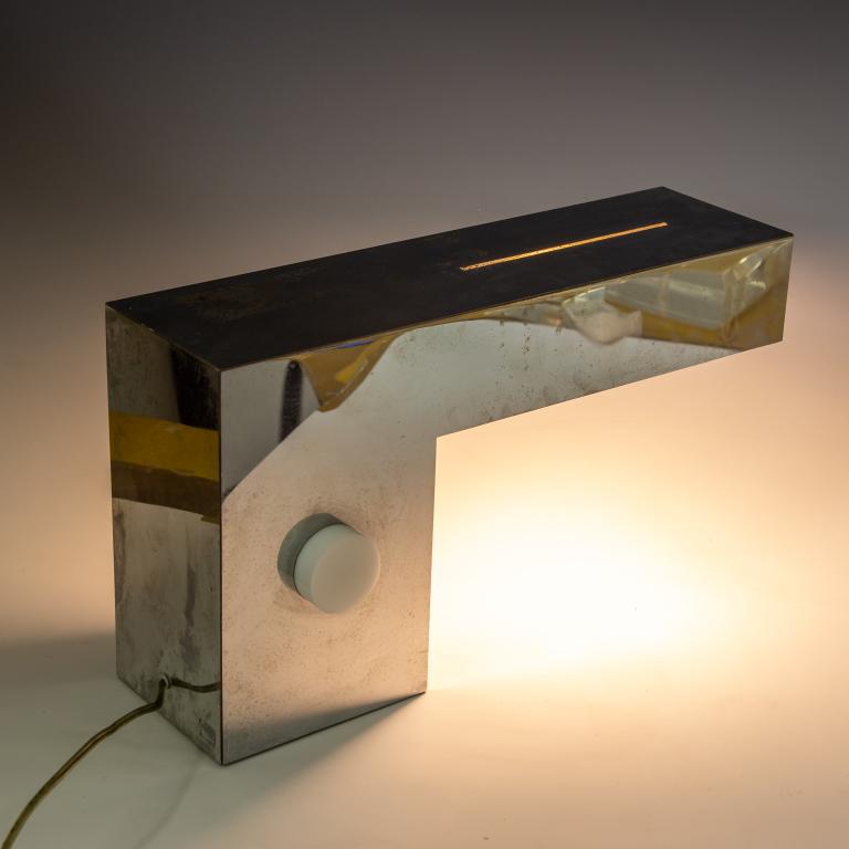 Paul Evans Style Kovacs Chrome Modern L Shape Lamp (1 of 7)