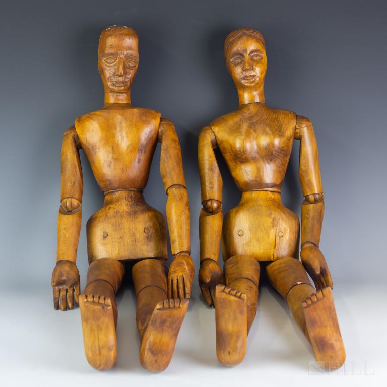 Pair 19C Continental Wooden Articulated Artist Lay (1 of 6)