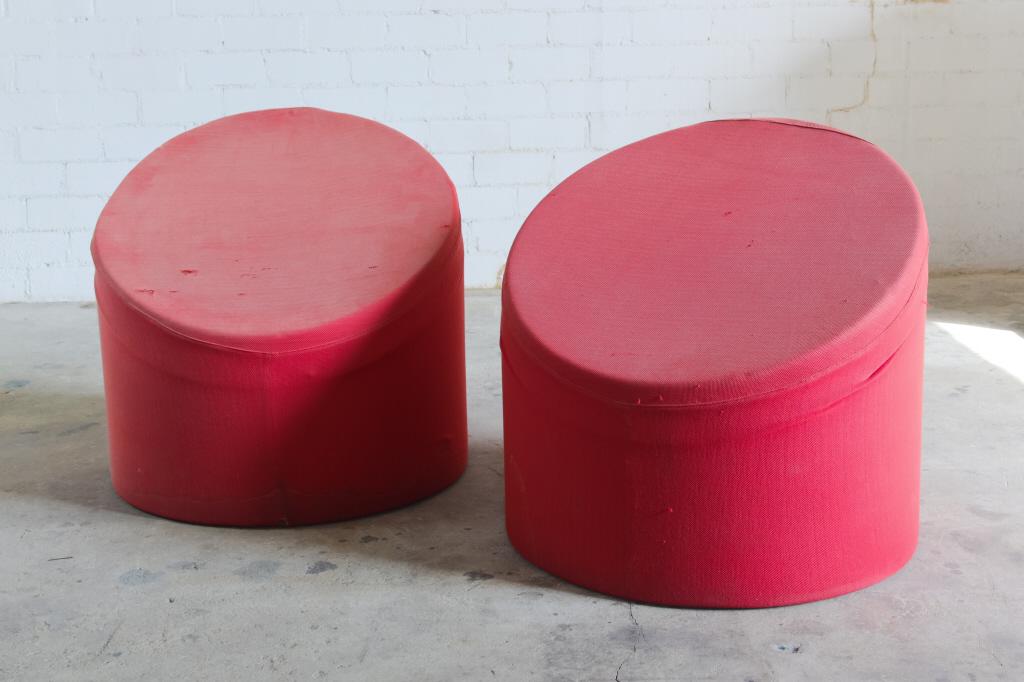 Pair Vintage Red Cut Tube Trampoline Style Chairs (1 of 5)