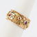 Art Deco 14k White Yellow Rose Gold Ruby Ring Band - 2
