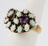 Designer Signed 14k Gold Opal & Amethyst Ring Sz 7 - 5
