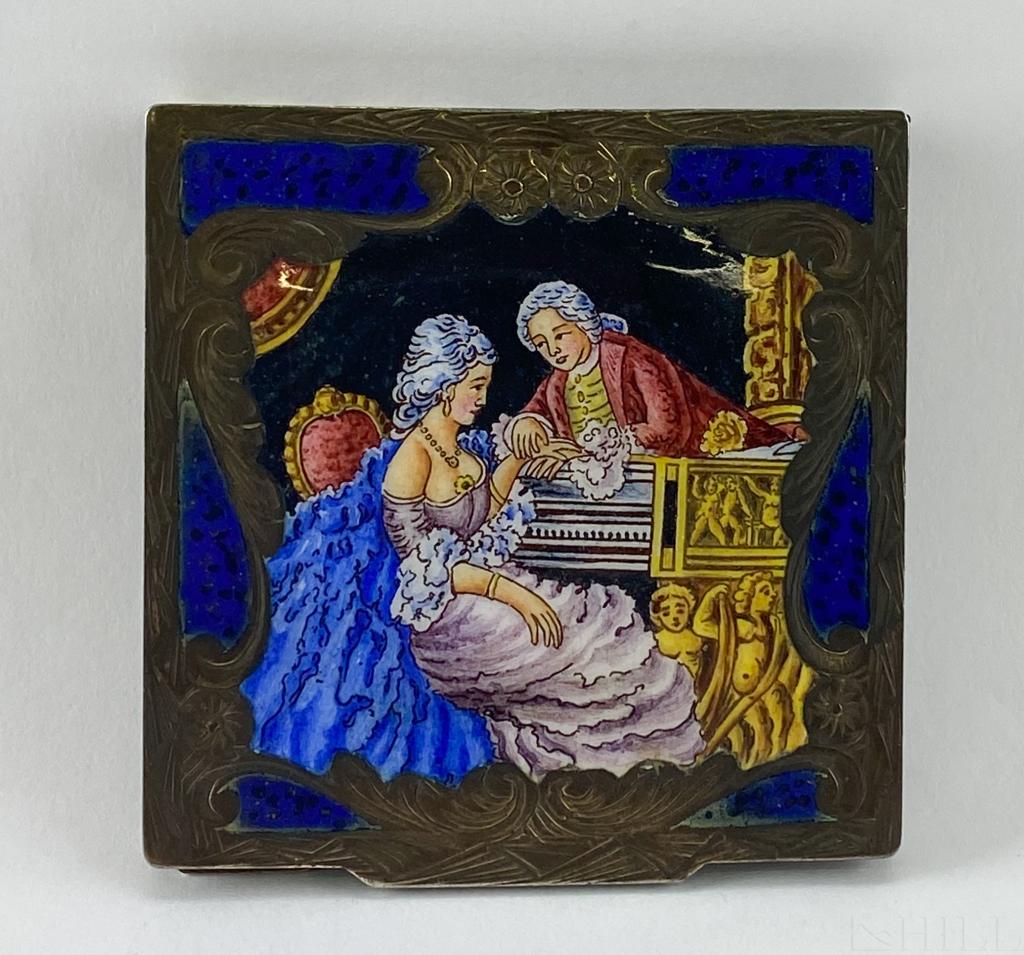 Italian 800 Silver Figural Enameled Powder Compact (1 of 5)