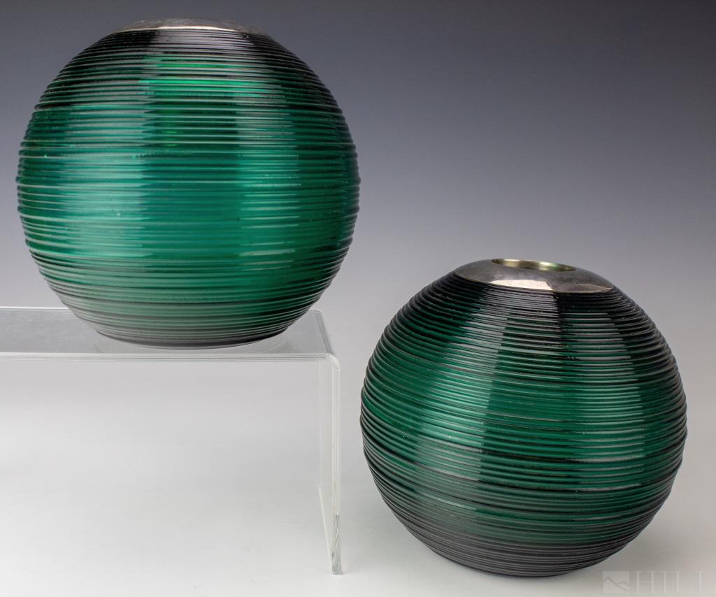 Pair Antique Sterling Silver Glass Match Strikers (1 of 5)