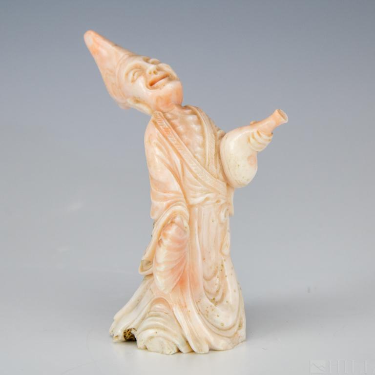 Chinese Natural Angel Skin Coral Drunk Man Figure (1 of 5)