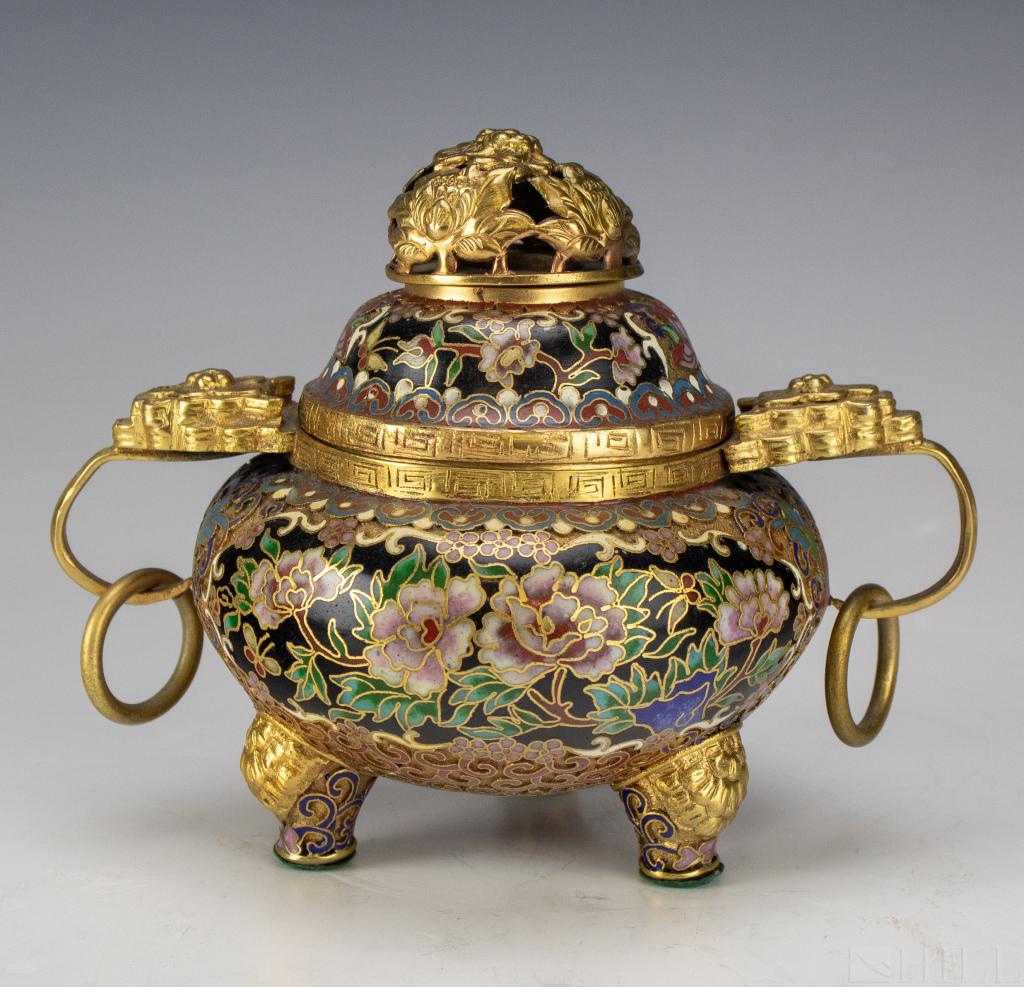 Old Chinese Cloisonne Enamel Gilt Bronze Censor (1 of 6)