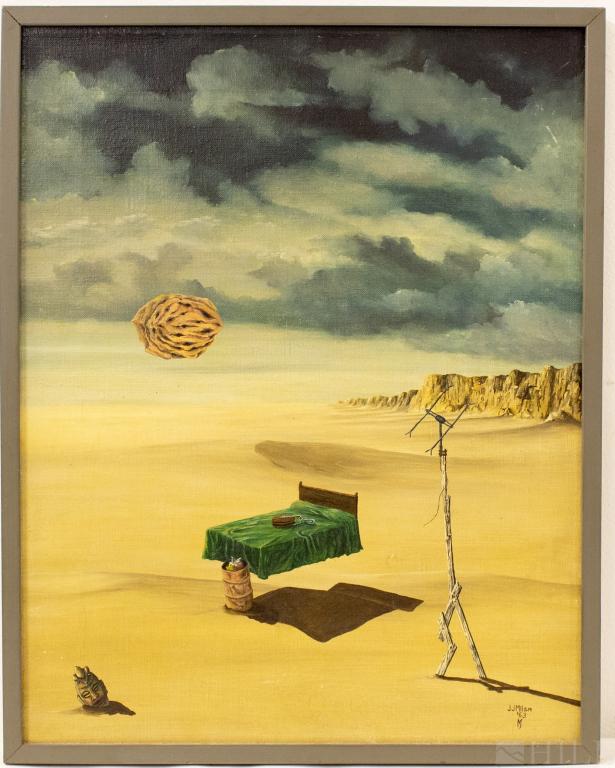 John J. Milam 1963 Surrealist Oil Canvas Painting (1 of 4)