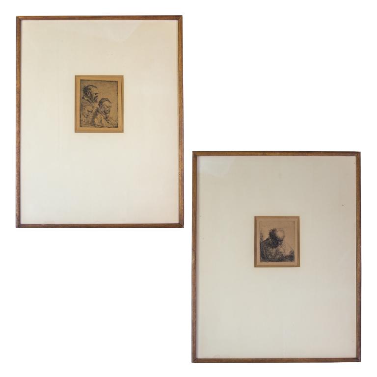 LOT 2 Vintage Figural Rembrandt Etching Prints (1 of 8)
