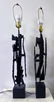 Pair Harry Balmer Brutalist Welded Iron Table Lamp