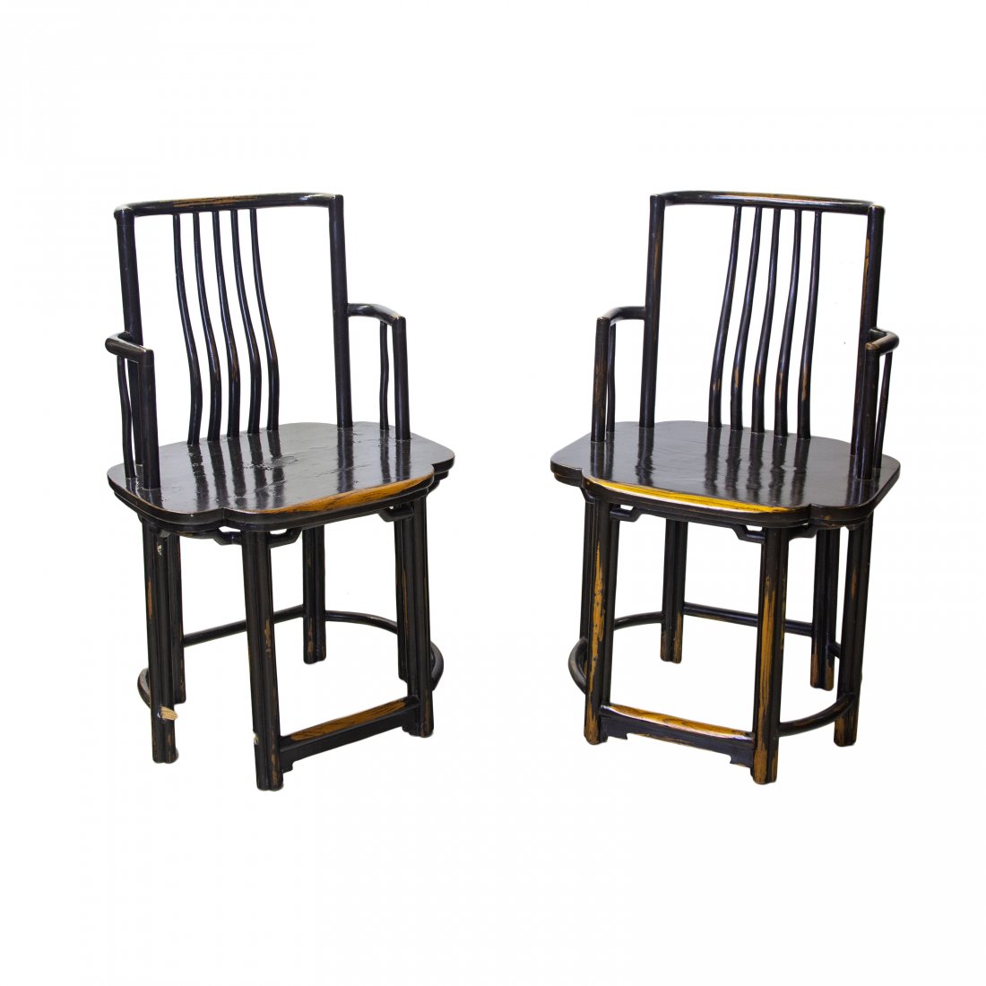 Pair Antique Chinese Lacquer Chairs (1 of 7)