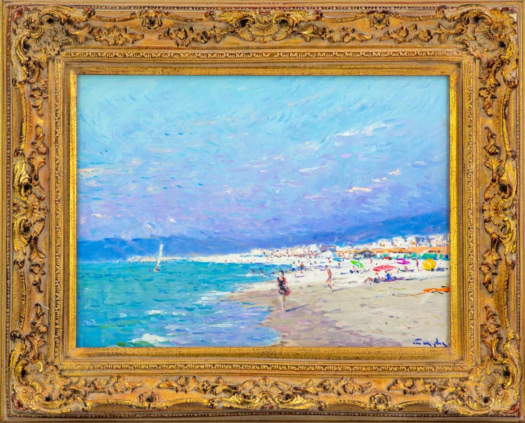 Niek Van Der Plas b.1954 Beach Scene Oil Painting (1 of 5)