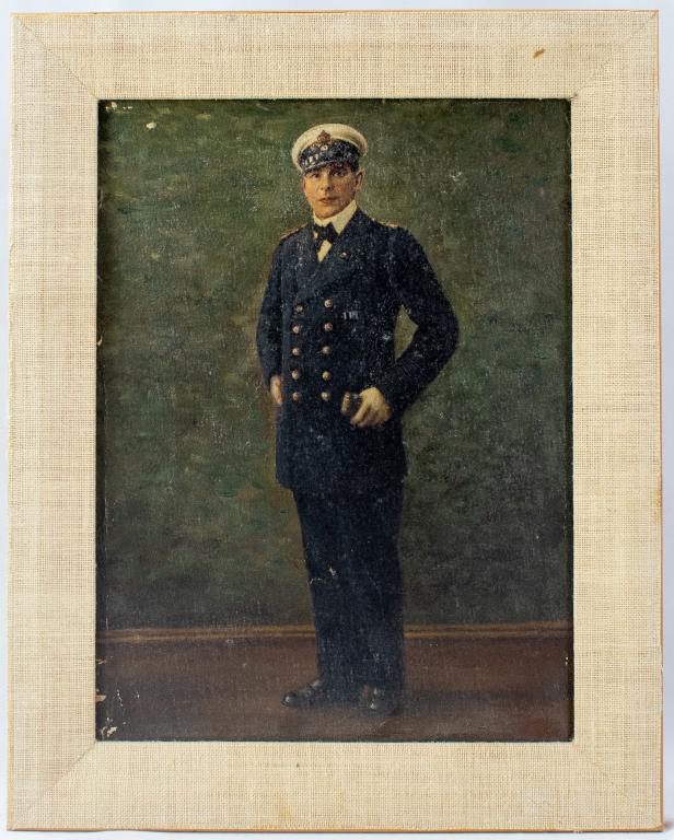 Antique Maritime US Navy Officer Portrait Painting (1 of 3)