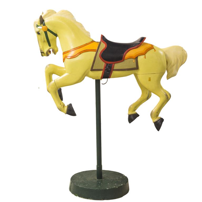 Antique Polychrome Wood Carousel Horse with Stand (1 of 6)