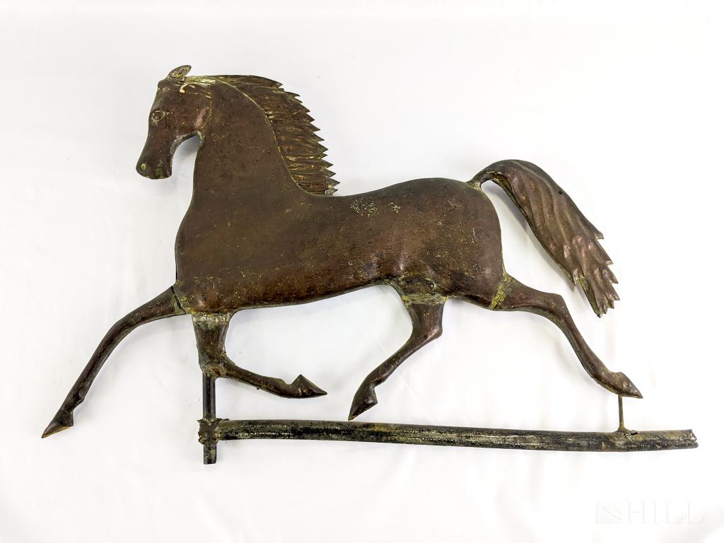 19thC Copper Galloping Horse Folk Art Weathervane (1 of 6)