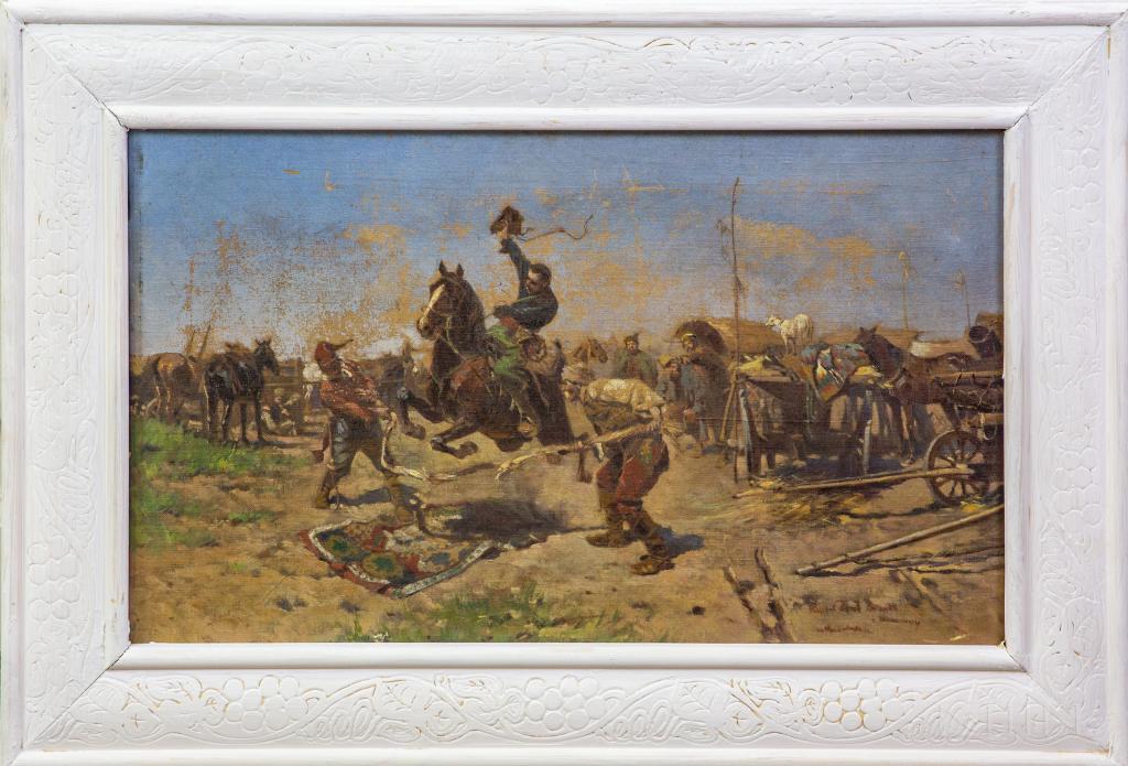 after Josef Brandt Oil On Canvas Army Oil Painting (1 of 4)