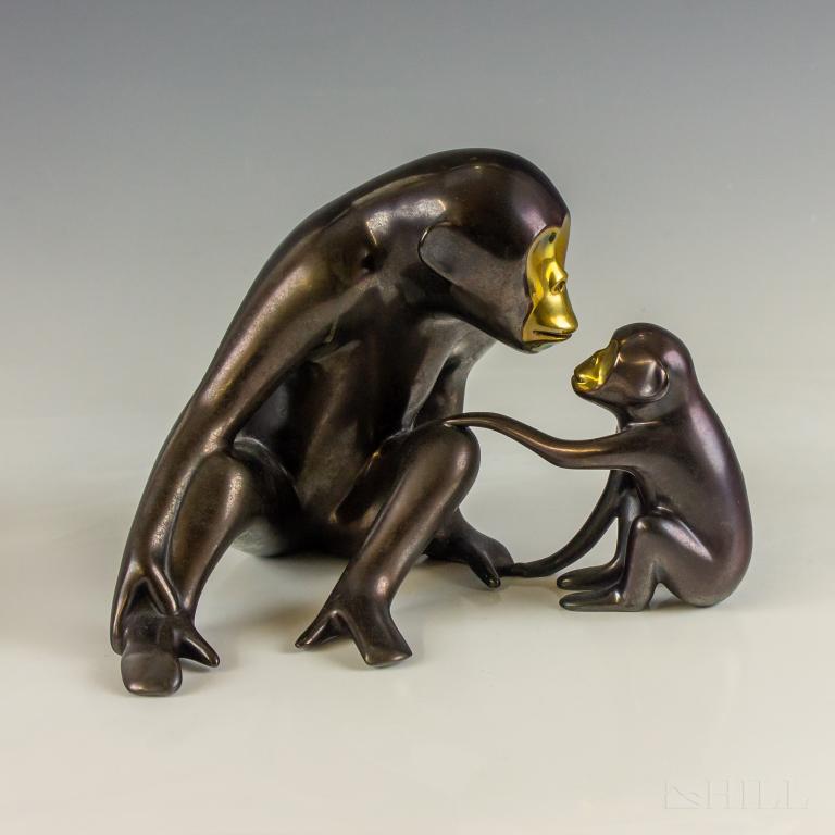 Loet Vanderveen 1921-2015 Bronze Monkey Sculpture (1 of 5)
