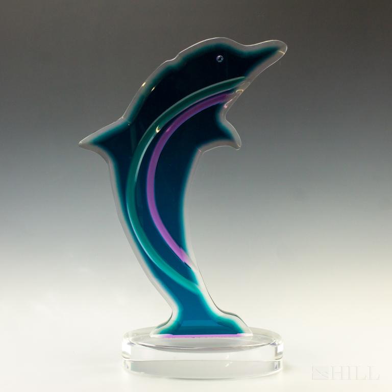 David Muniz Colored Lucite Dolphin 26" Sculpture (1 of 5)