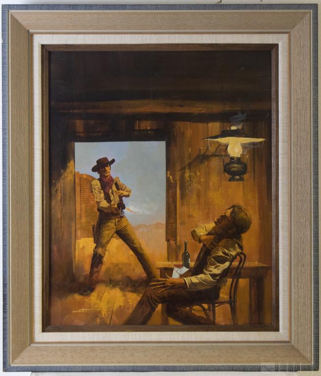 Robert Crofut b1951 Western Shoot Out Oil Painting (1 of 5)