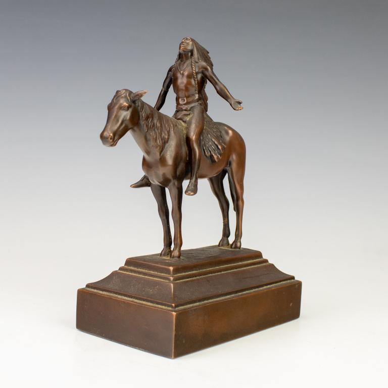 Jennings Bros Bronze Native Indian Cheif and Horse (1 of 6)