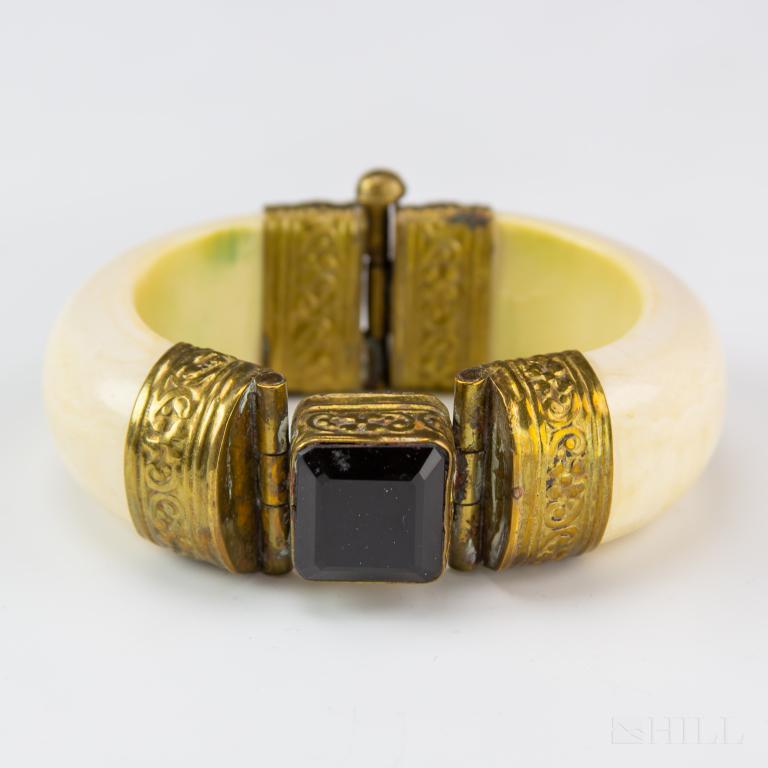 Vintage Hinge Pin Tribal Bangle Gem Stone Bracelet (1 of 5)