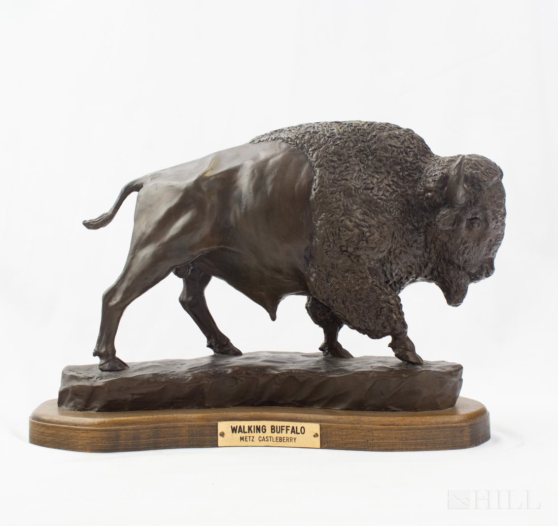 Metz Castleberry Walking Buffalo Bronze Sculpture (1 of 5)