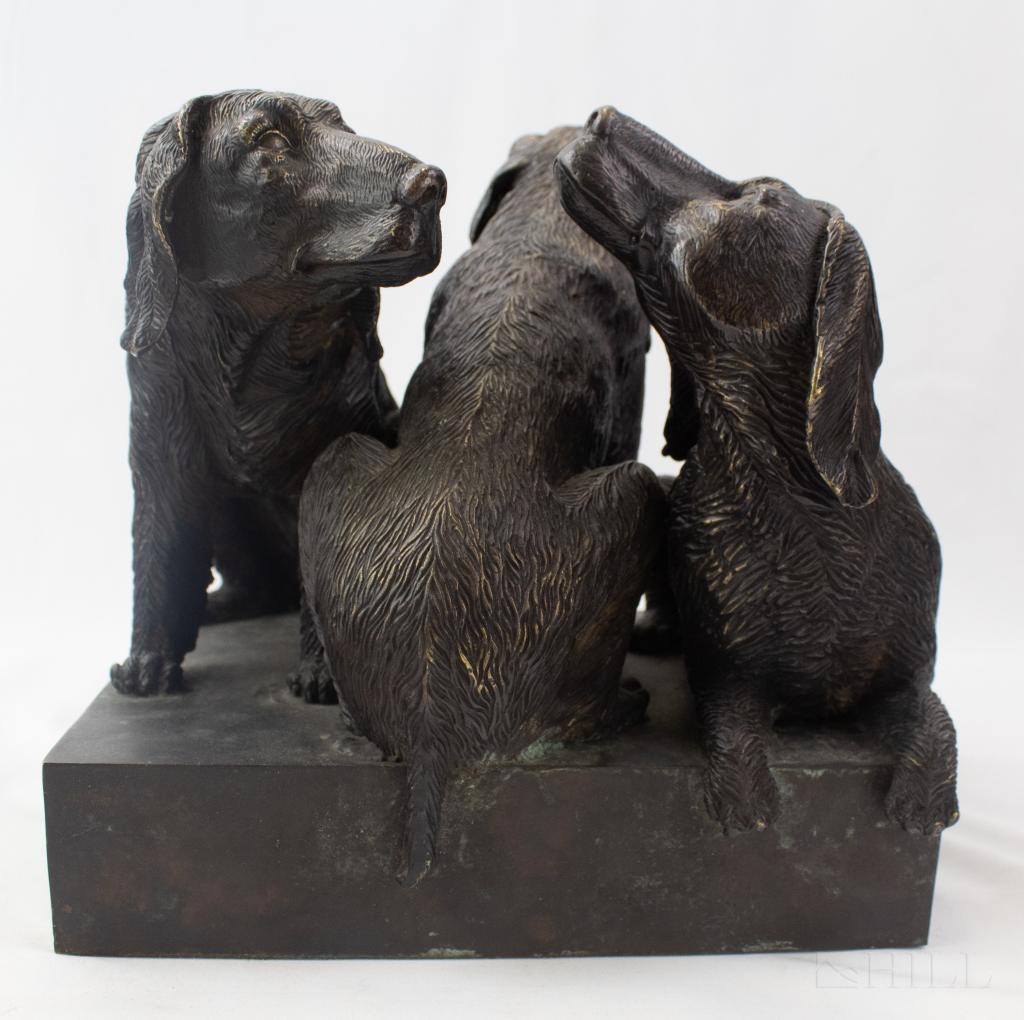 Three Hunting Retriever Hound Dog Bronze Sculpture (1 of 4)