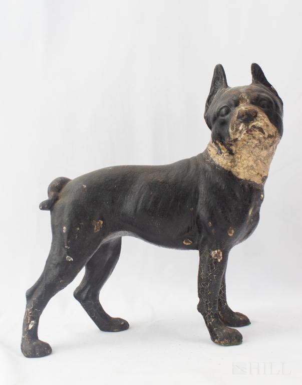 Old Cast Iron Boston Terrier Bulldog Dog Door Stop (1 of 5)