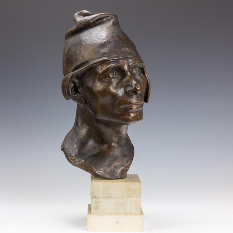 Mystery Artist Bronze Figural Bust Man Sculpture (1 of 5)